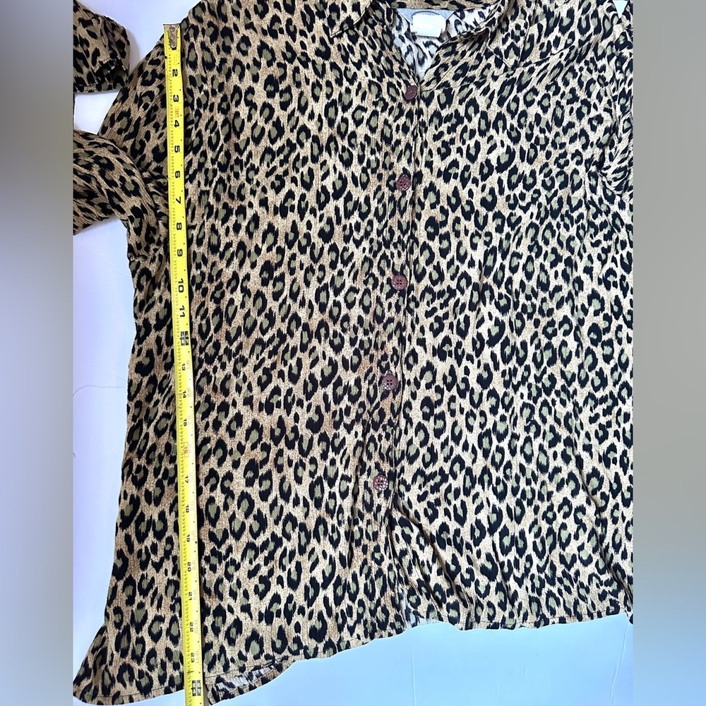Stonebridge Blouse Women’s Xtra Large Leopard Print Button-Up Long Sleeve - Picture 6 of 7